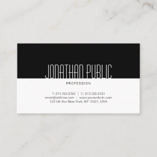 Tarjeta De Visita Elegante Llanura Profesional Blanco Negro