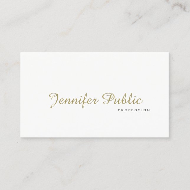 Tarjeta De Visita Elegante Llanura Profesional Profesional De Oro Bl (Anverso)