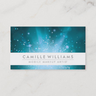 Tarjeta De Visita ELEGANTE LLUVIA SPARKLE whimsical bokeke azul verd