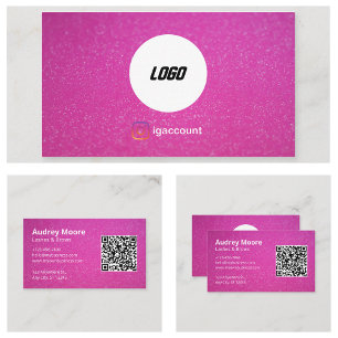Tarjeta De Visita Elegante Logo Chic de Tendencia Pestaña Rosa