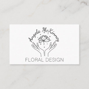 Tarjeta De Visita Elegante logo de Boho Hands & Flower Florist