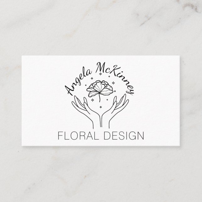Tarjeta De Visita Elegante logo de Boho Hands & Flower Florist (Anverso)