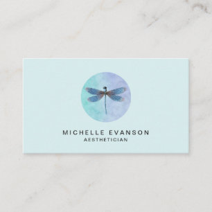 Tarjeta De Visita Elegante Logo de Dragonfly Color azul claro