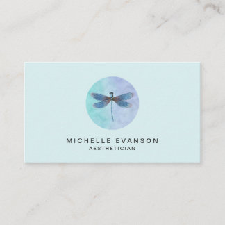 Tarjeta De Visita Elegante Logo de Dragonfly Color azul claro
