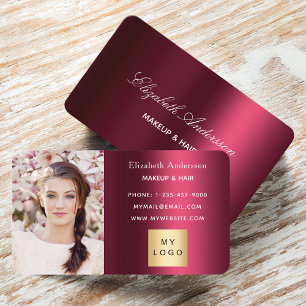 Tarjeta De Visita Elegante logo de foto de Borgoña