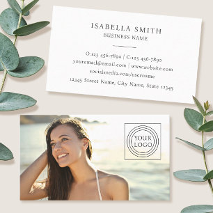 Tarjeta De Visita Elegante Logo de Foto Minimalista Profesional