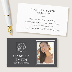 Tarjeta De Visita Elegante logo de foto personalizado profesional gr