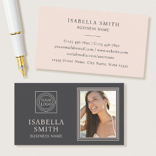 Tarjeta De Visita Elegante logo de foto personalizado profesional ro
