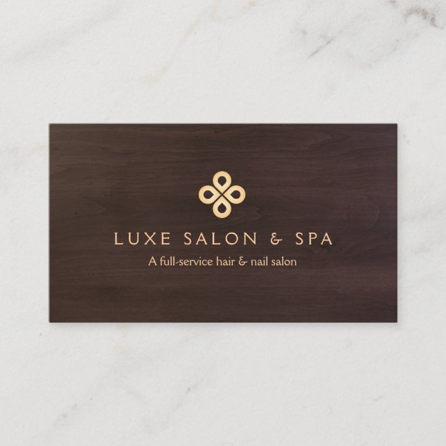 Tarjeta De Visita ELEGANTE LOGO DE GOLD CLOVER para Salon, Spa (Anverso)