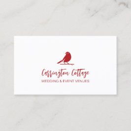 Tarjeta De Visita Elegante Logo De Guión Moderno De Aves Rojas.