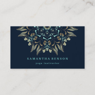 Tarjeta De Visita Elegante Logo de Loto de Oro Yoga Meditación Biene
