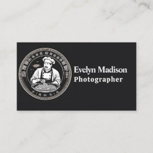 Tarjeta De Visita Elegante logo del chef chino con el tradicional