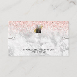 Tarjeta De Visita Elegante Logo Marble Purpurina Rosado Pantalla de