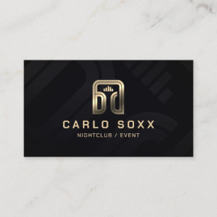 Tarjeta De Visita Elegante logo moderno dorado oscuro