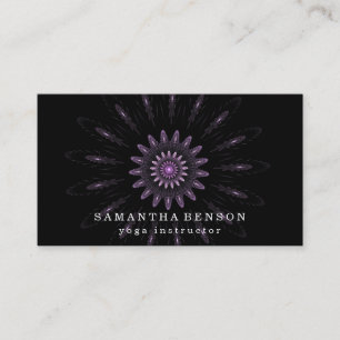 Tarjeta De Visita Elegante Logotipo Black Lotus Flower Yoga