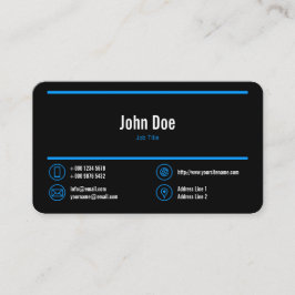 Tarjeta De Visita Elegante logotipo comercial Líneas azules Iconos a