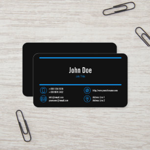 Tarjeta De Visita Elegante logotipo comercial Líneas azules Iconos a