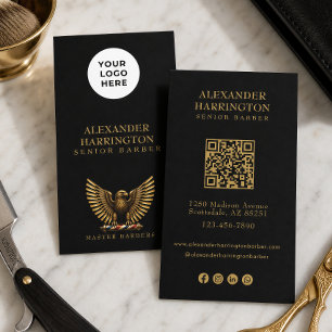 Tarjeta De Visita Elegante logotipo de águila dorada para barbería E