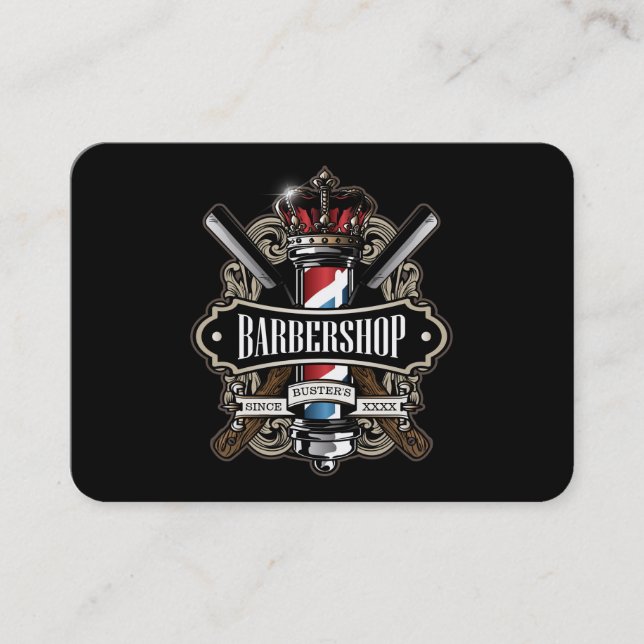 Tarjeta De Visita Elegante logotipo de Barbershop Personalice (Anverso)