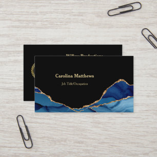 Tarjeta De Visita Elegante logotipo de Blue Gold Agate