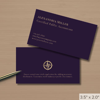 Tarjeta De Visita Elegante Logotipo de brújula de oro de los servici
