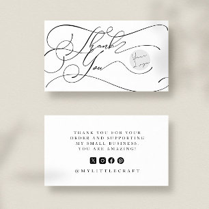 Tarjeta De Visita Elegante logotipo de escritura a mano agradecimien