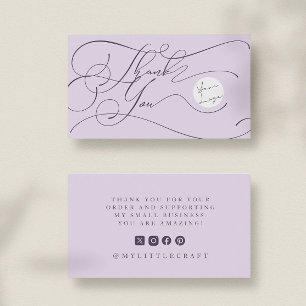 Tarjeta De Visita Elegante logotipo de escritura Gracias Marca Púrpu