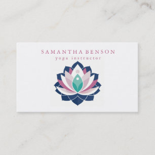 Tarjeta De Visita Elegante logotipo de flor de loto blanca moderna Y
