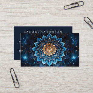 Tarjeta De Visita Elegante logotipo de flor de loto de mandala instr
