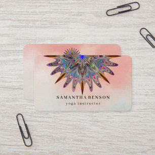 Tarjeta De Visita Elegante logotipo de flor de loto en color agua pa