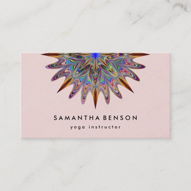 Tarjeta De Visita Elegante Logotipo de Flor Lotus Yoga (Anverso)