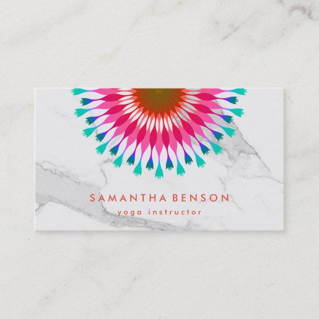 Tarjeta De Visita Elegante Logotipo de Flor Lotus Yoga (Anverso)