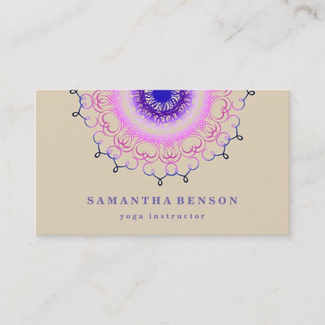Tarjeta De Visita Elegante Logotipo de Flor Lotus Yoga (Anverso)