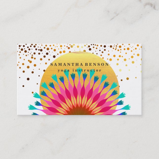 Tarjeta De Visita Elegante Logotipo de Flor Lotus Yoga (Anverso)