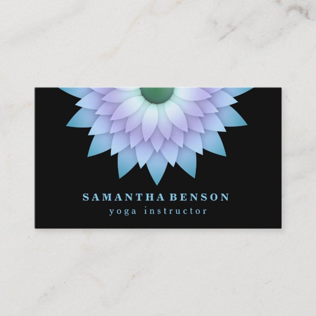 Tarjeta De Visita Elegante Logotipo de Flor Lotus Yoga (Anverso)