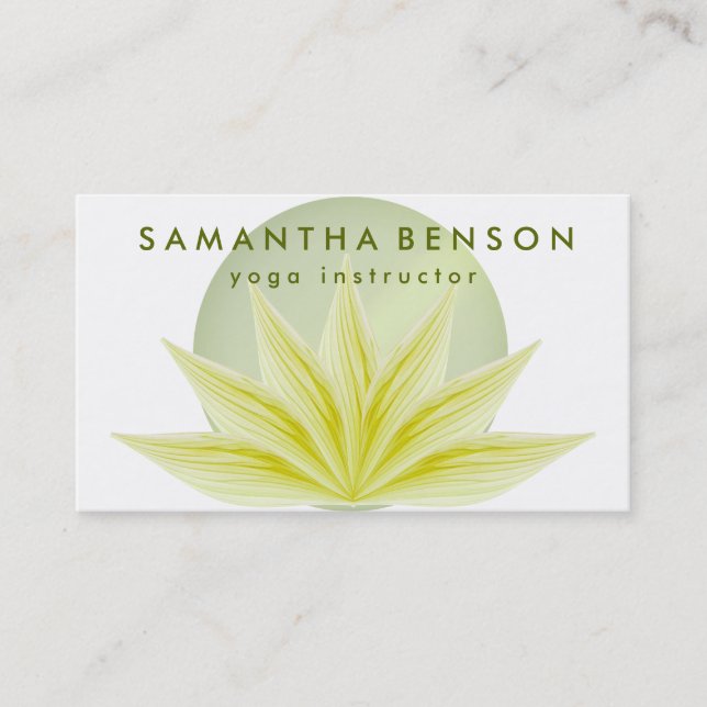 Tarjeta De Visita Elegante Logotipo de Flor Lotus Yoga (Anverso)