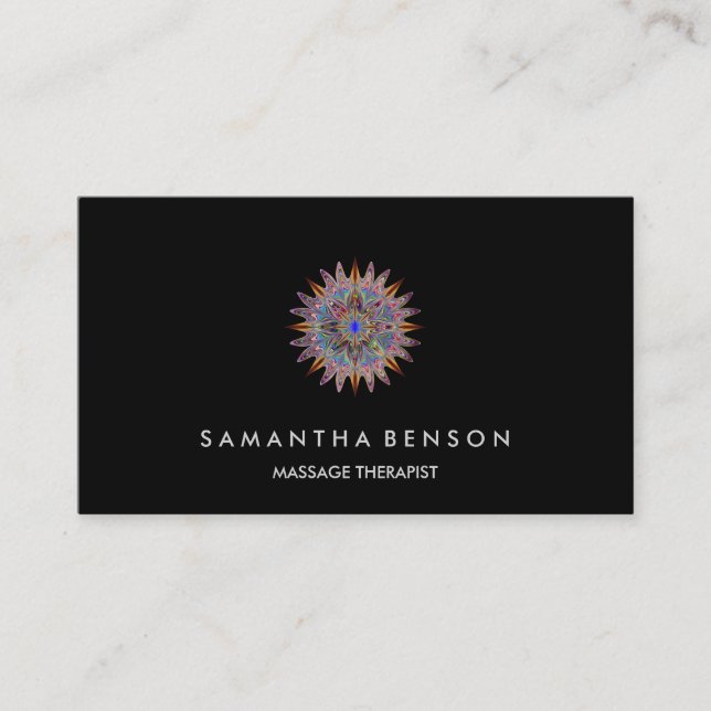 Tarjeta De Visita Elegante Logotipo de Flor Lotus Yoga (Anverso)