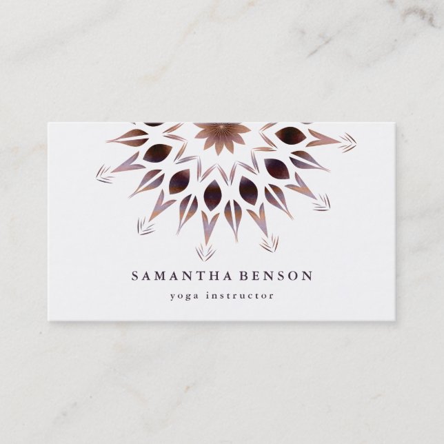Tarjeta De Visita Elegante Logotipo de Flor Lotus Yoga (Anverso)