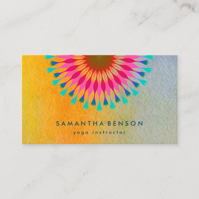 Tarjeta De Visita Elegante Logotipo de Flor Lotus Yoga (Anverso)