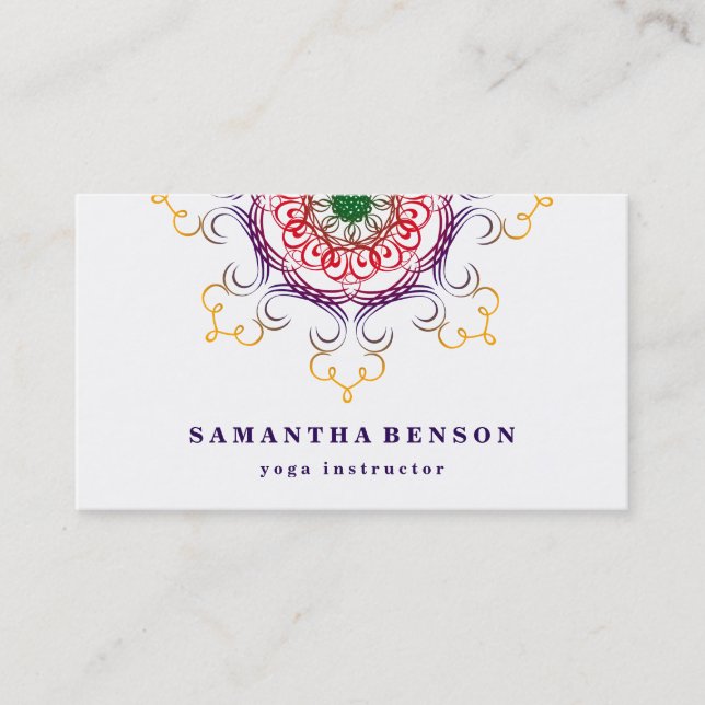 Tarjeta De Visita Elegante Logotipo de Flor Lotus Yoga (Anverso)
