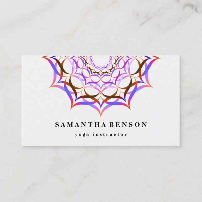 Tarjeta De Visita Elegante Logotipo de Flor Lotus Yoga (Anverso)
