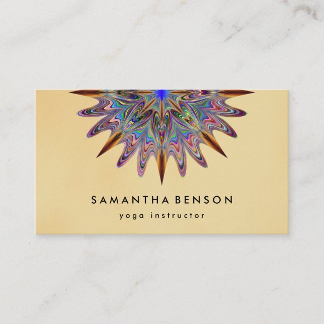 Tarjeta De Visita Elegante Logotipo de Flor Lotus Yoga (Anverso)