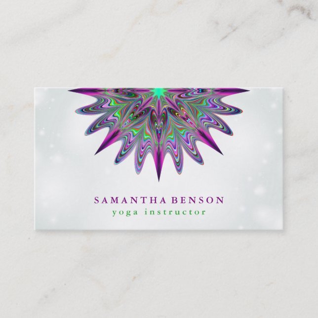 Tarjeta De Visita Elegante Logotipo de Flor Lotus Yoga (Anverso)