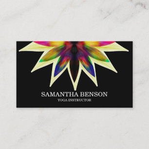 Tarjeta De Visita Elegante Logotipo de flores en blanco y negro Yoga