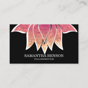 Tarjeta De Visita Elegante Logotipo de flores en blanco y negro Yoga