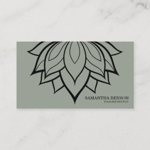 Tarjeta De Visita Elegante Logotipo de flores en blanco y negro Yoga