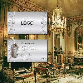 Tarjeta De Visita Elegante Logotipo de joyas de contrabando de plata