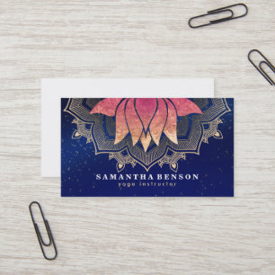Tarjeta De Visita Elegante logotipo de mandala de flor de loto Instr