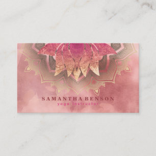 Tarjeta De Visita Elegante logotipo de mandala de flor de loto Instr
