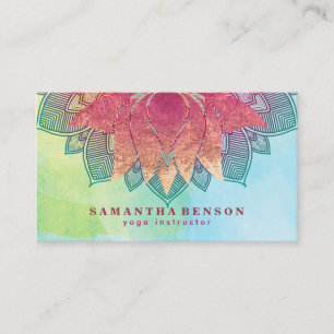 Tarjeta De Visita Elegante logotipo de mandala de flor de loto instr